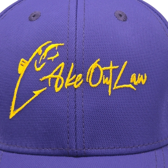 Sport Tek Flex Fit Purple Yellow Lake Outlaw Embroidered Mesh Fishing Hat - Picture 9 of 9